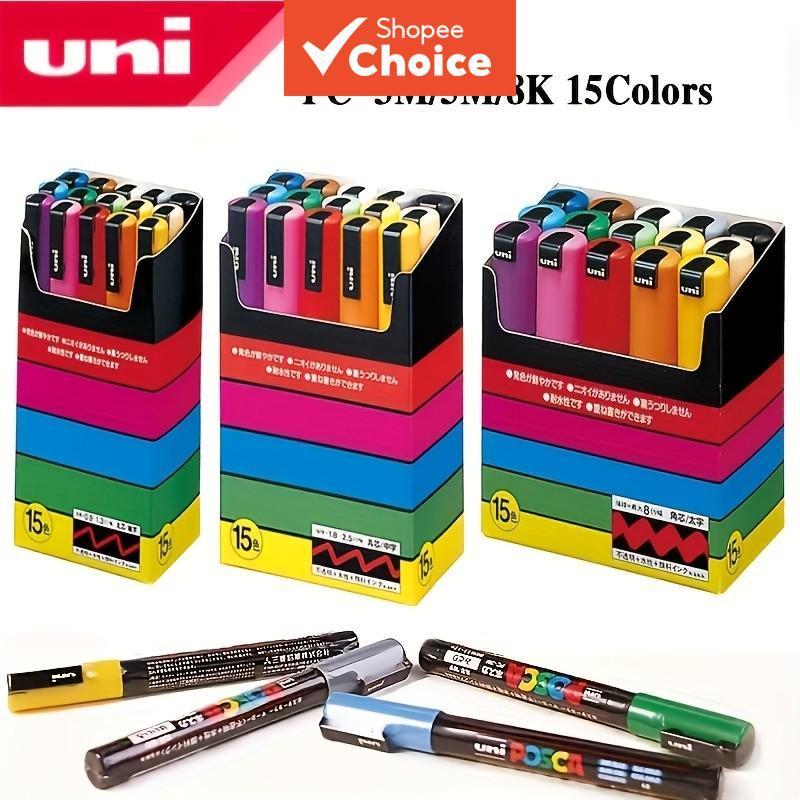 Conjunto De Marcadores UNI POSCA PC-8K 15 Cores Graffiti Color Pen POP Poster Publicidade Arte Ponto Médio Tinta À Base