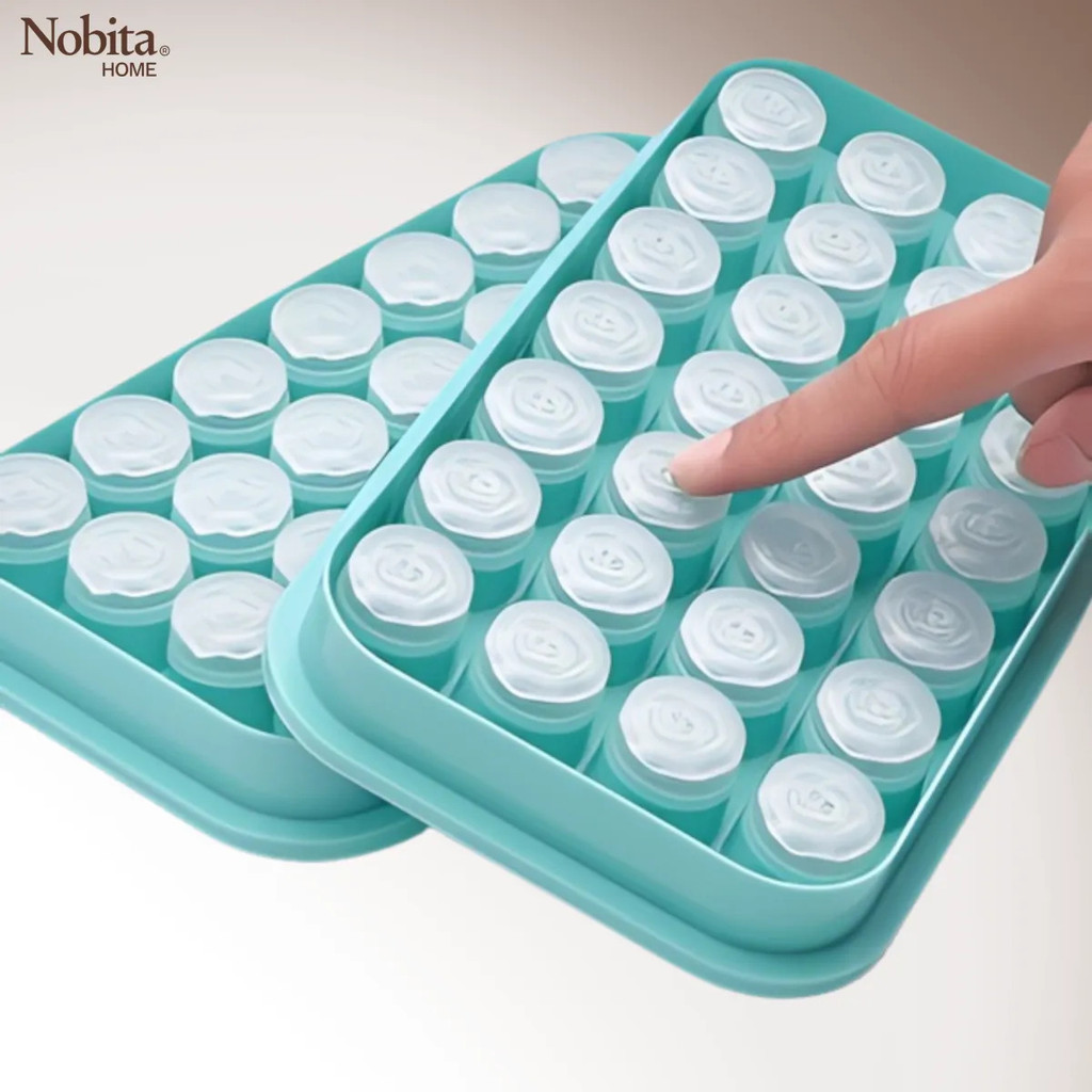 Detalhes do Forma De Gelo Silicone 28 Cubos Com Reservatório E Tampa