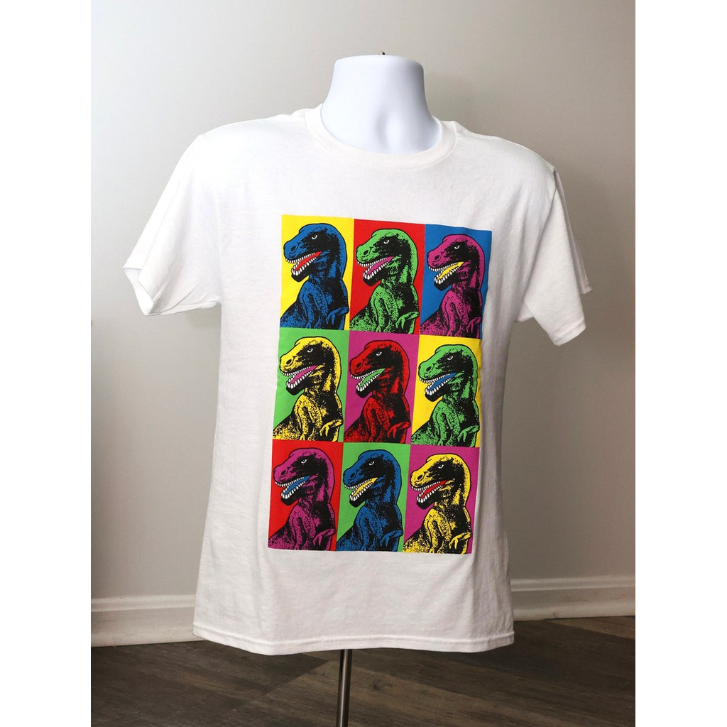 Camiseta Dinossauro Rex Pop Art Colorido T-shirt Vintage Anos 90 Envio Imediato
