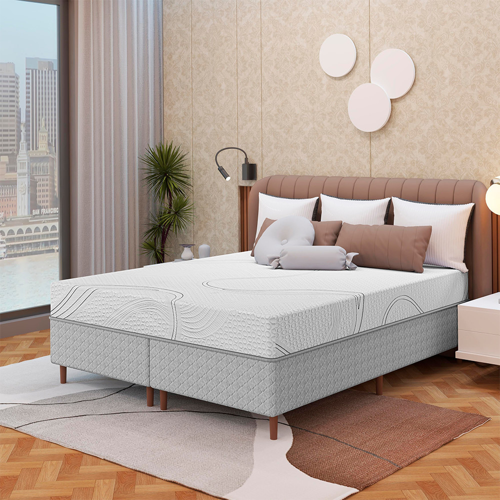 Colcho Viena Queen Size Bartira + Cama Box Queen Bipartida Loreto Umaflex