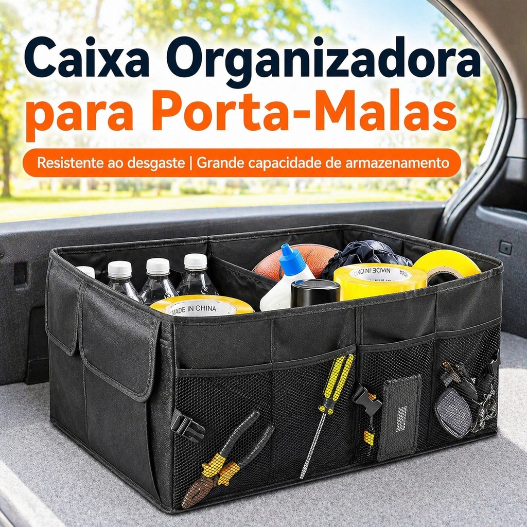 Organizador Dobrável Multifuncional Grande para Porta-Malas e Closet Ideal para Viagem