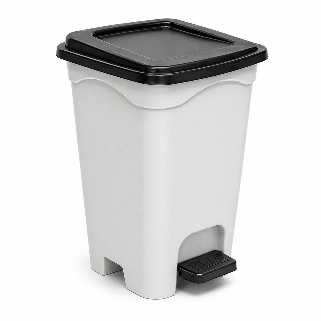 Lixeira Quadrada Branca 13L com Pedal e Tampa | Moderna Resistente para Cozinha Banheiro Escritório