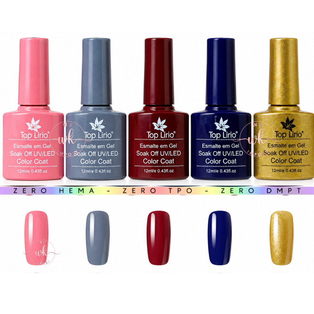 kit C/5 Esmaltes em gel uv led manicure alta fixação unha