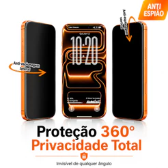 Película Anti Espião 360° Privacidade Vidro 9H para iPhone 18 17 16 15 14 13 12 11 XR Pro Max Pro Plus