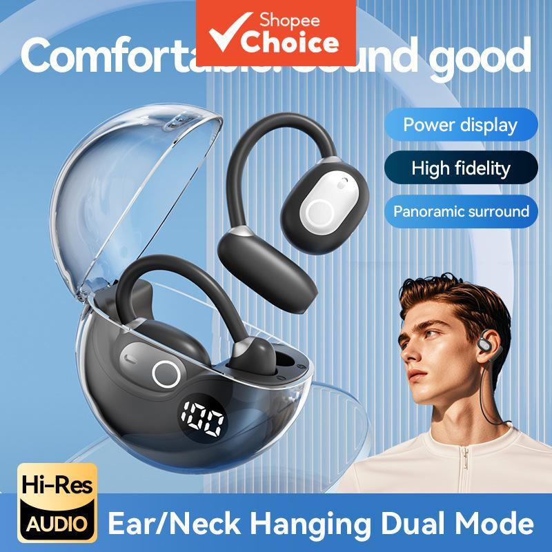  Fones de Ouvido M80 OWS, Transparente, Bluetooth Atrás da Orelha, Fones de Ouvido TWS, Cancelamento de Ruído, Fones