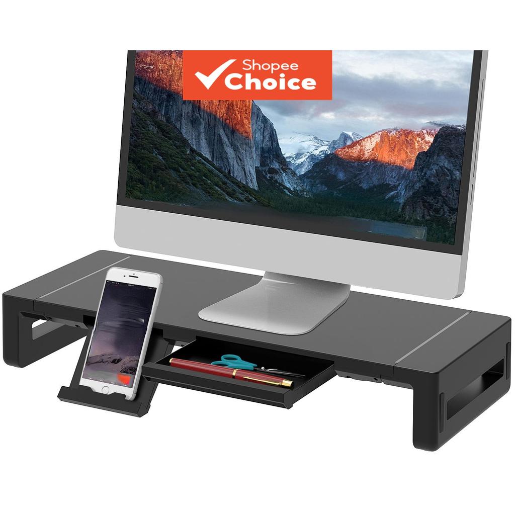 Suporte Multifuncional para Monitor de Mesa com Gaveta Integrada para Armazenamento e Elevação para Tela de Laptop