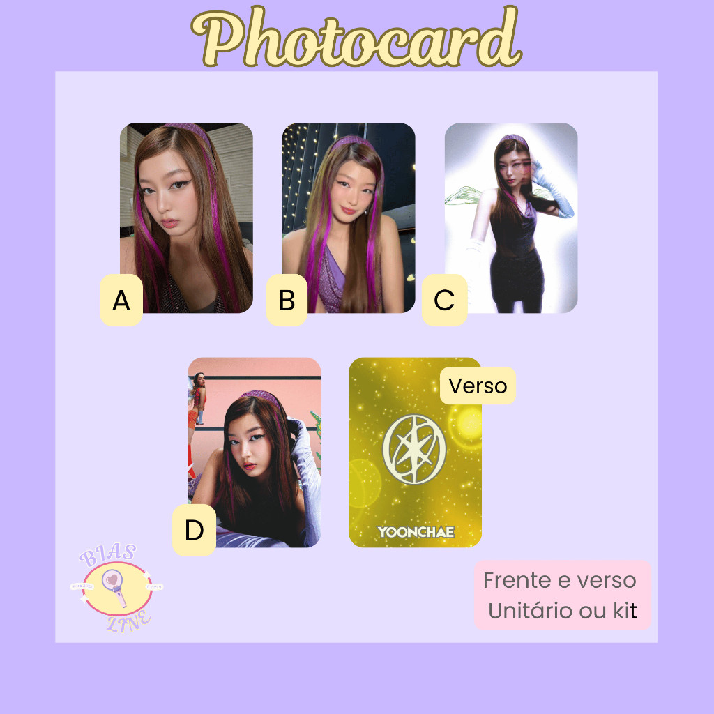 Photocard Fanmade Yoonchae Katseye Winx | K-pop | Papel Fotográfico Laminado | Unidade ou Set