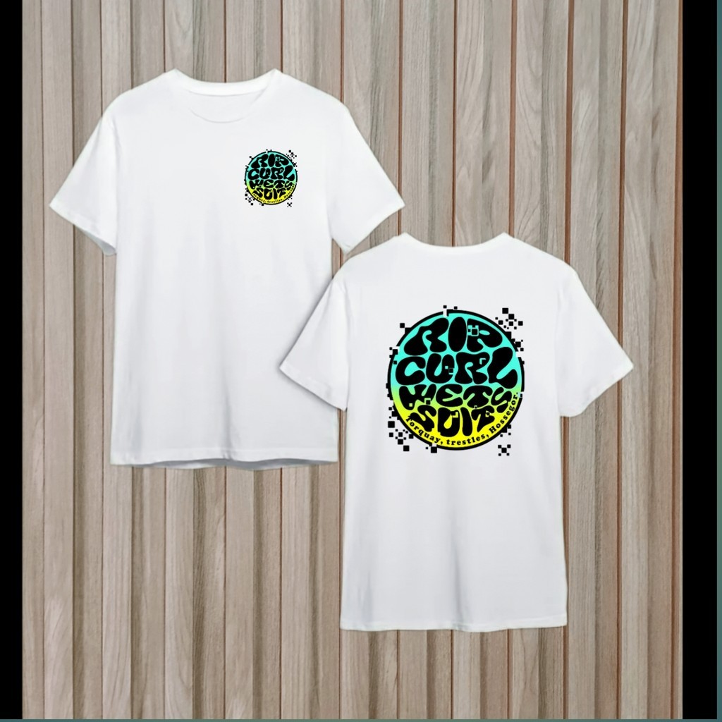 Venda Quente Rip Curl Psicodélico Surf Camiseta Masculina Vintage Onda Fonte Praia Casual Manga Curta Grosso Confortável