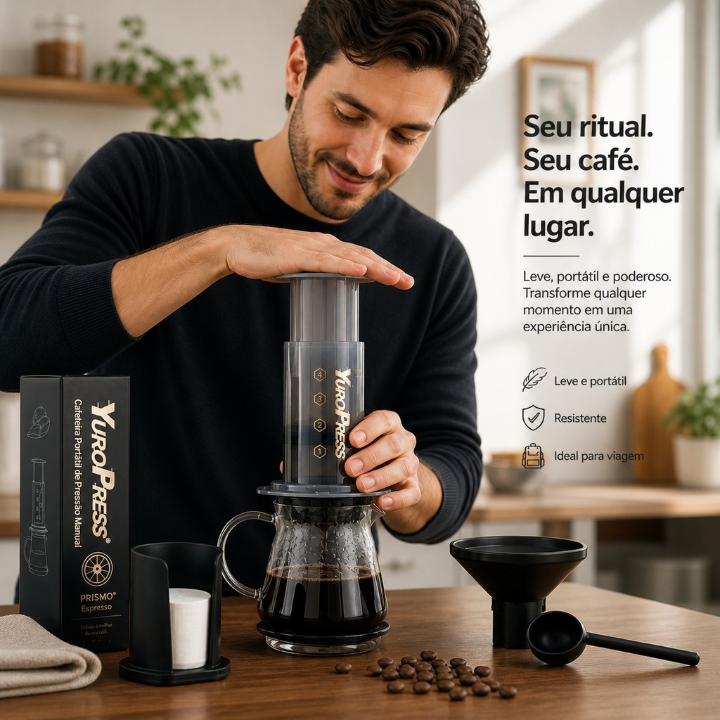 Cafeteira Espresso Manual Prensa Café Portátil Sem Energia Compacta Viagem