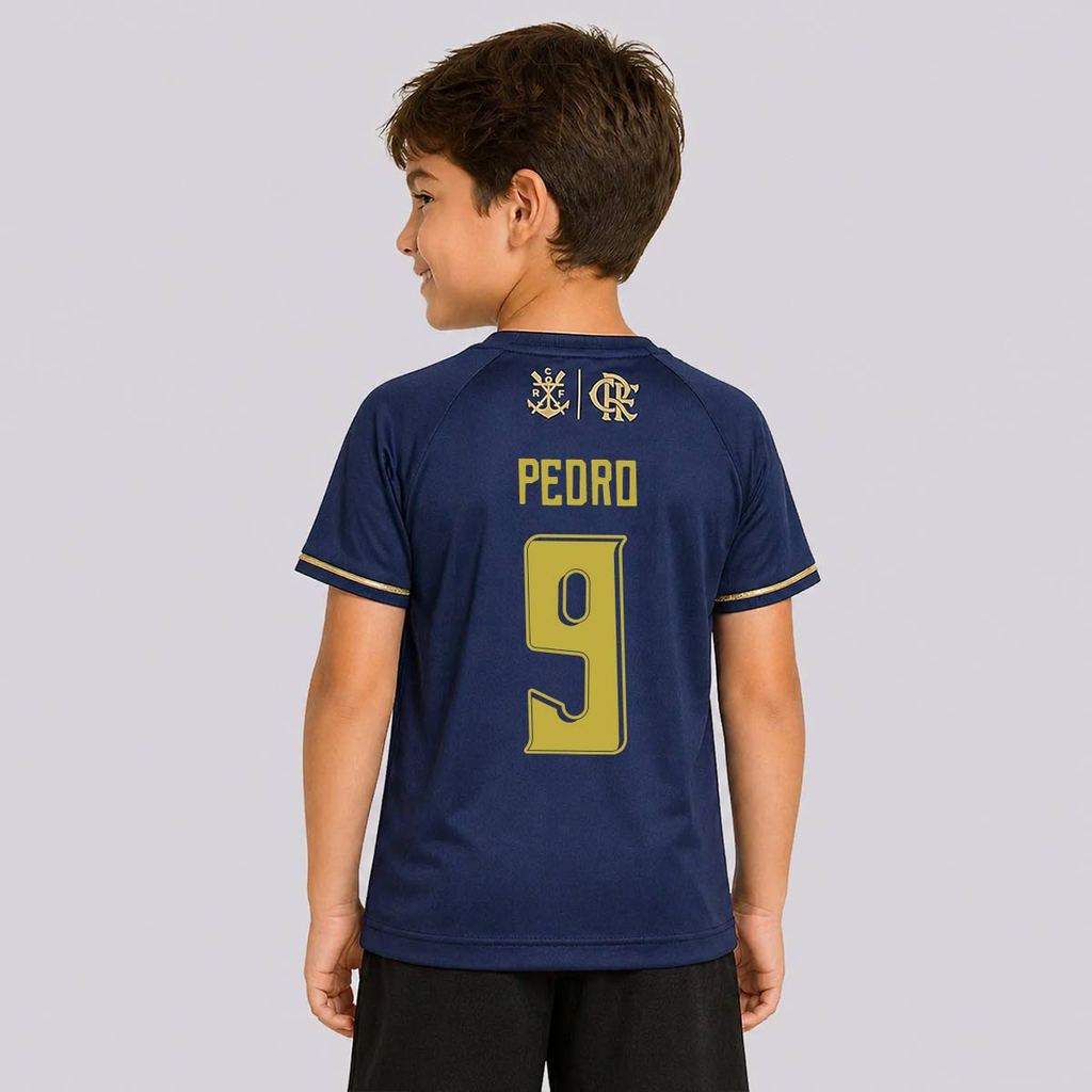 Camisa Flamengo Frequência Infantil Marinho 9 Pedro