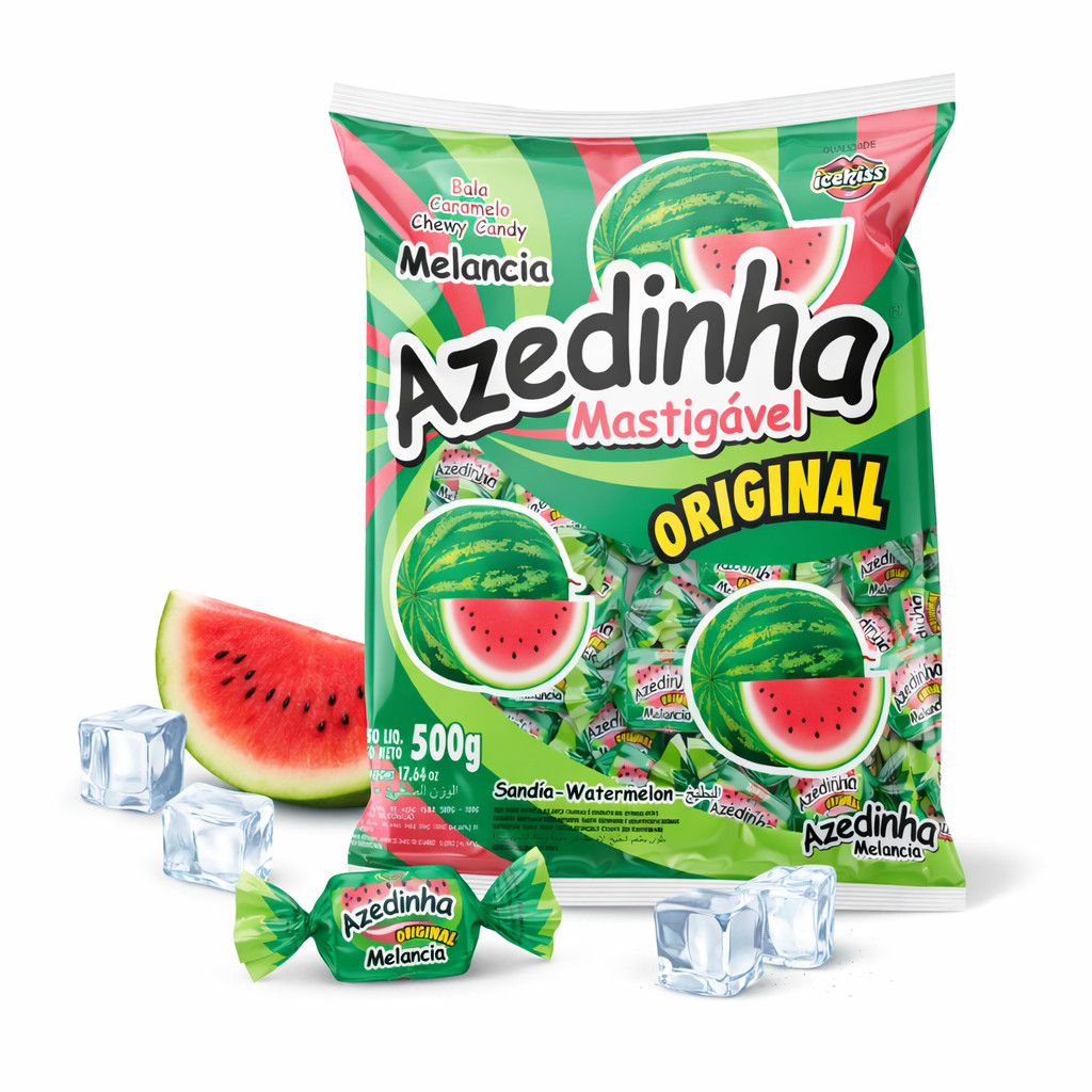 Bala Azedinha Sabor Melancia Mastigável Refrescante Icekiss Doce Lembrancinha 500g