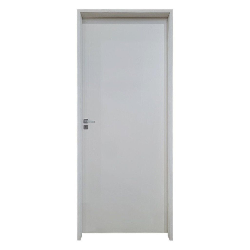 Kit Porta de Madeira 210x82cm Batente 16cm Lisa Primer Uniportas Abertura Esquerda Esquerda
