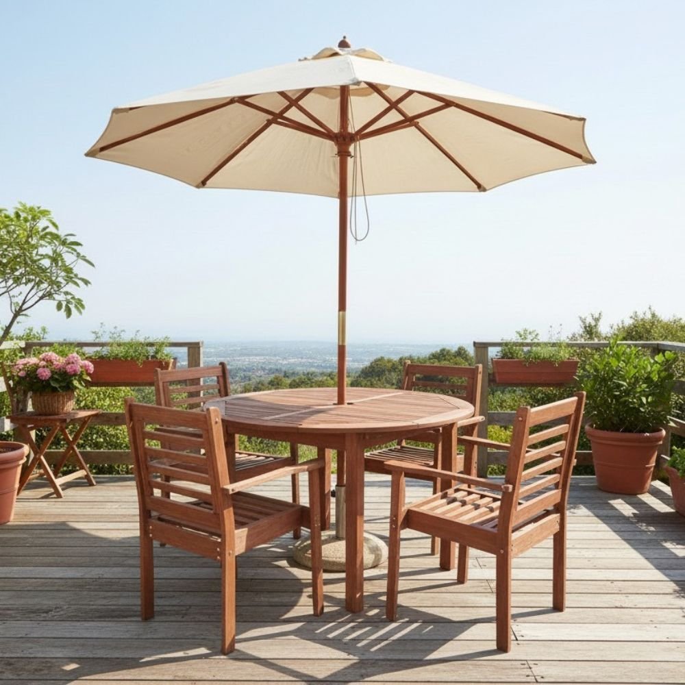 Conjunto com 1 Mesa 4 Cadeiras Pink Sands Marrom/Madeira 4