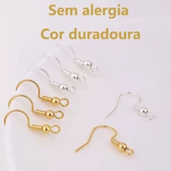 Base de Brinco Anzol 20x18mm - Kit 100 a 500 Unidades Dourado e Prata para Bijuteria DIY
