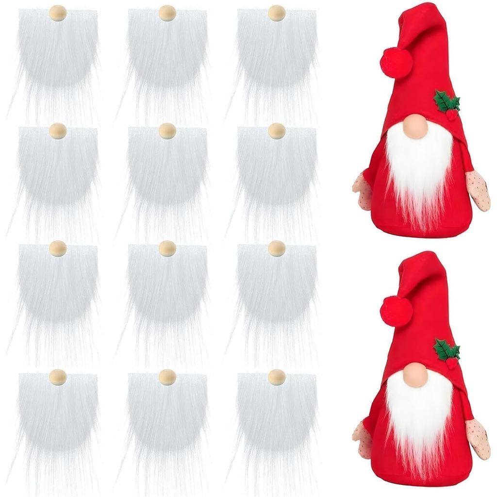 12 peças de barbas de gnomo pré-cortadas para artesanato de Páscoa, barbas de gnomo de tecido de pele sintética pré-cort