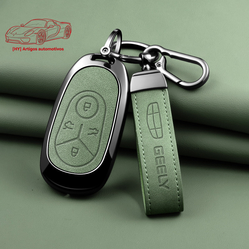 Capa de Couro Fosca + Capa Rígida para Chave Remota Sem Chave Geely EX2 EX2 Pro para Chave Completa do Carro