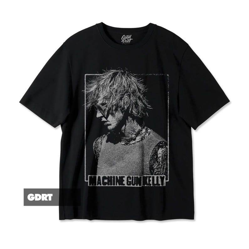 Music.Soul Camiseta Unissex Machine Gun Kelly Tema Lost Americana Estampa Retro Pesada Confortável Moderna Casual