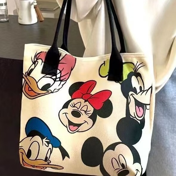 Nova bolsa de lona para mulheres, bolsa de grande capacidade, nova bolsa de mão com desenho animado fofo de 2026,