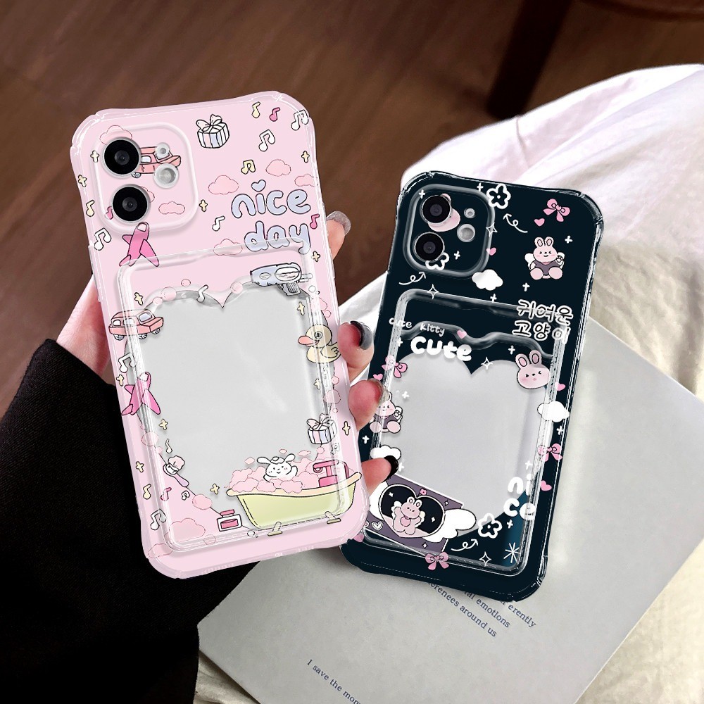 Capinha Capa coelho Porta Cartão Anti Para Samsung A15 A55 A54 A35 A05S A14 A34 A05 A03 S20 S21 S23 FE S24 S23 S25
