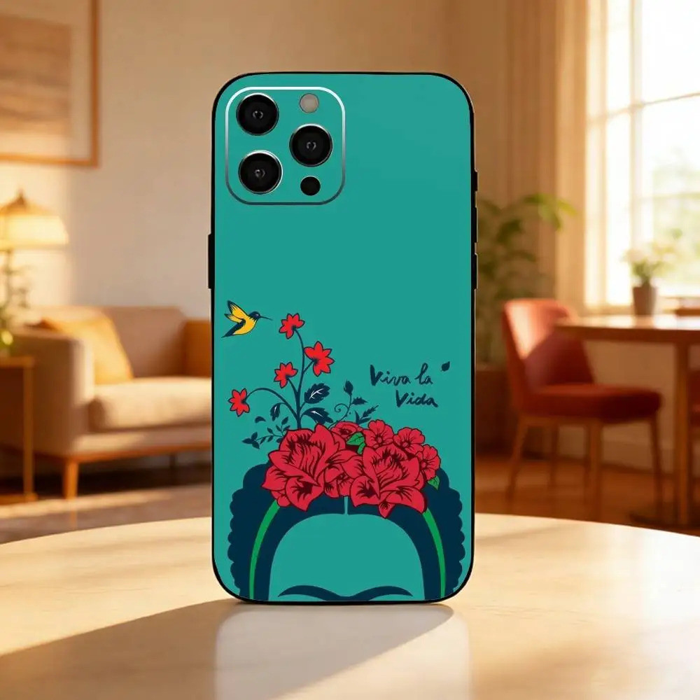 Capa de Telefone Artística TP-2 F-Frida-s K-Kahlo-g para iPhone 17, 16, 15, 14, 13, 12 Plus, Max, Capa de Silicone Macio