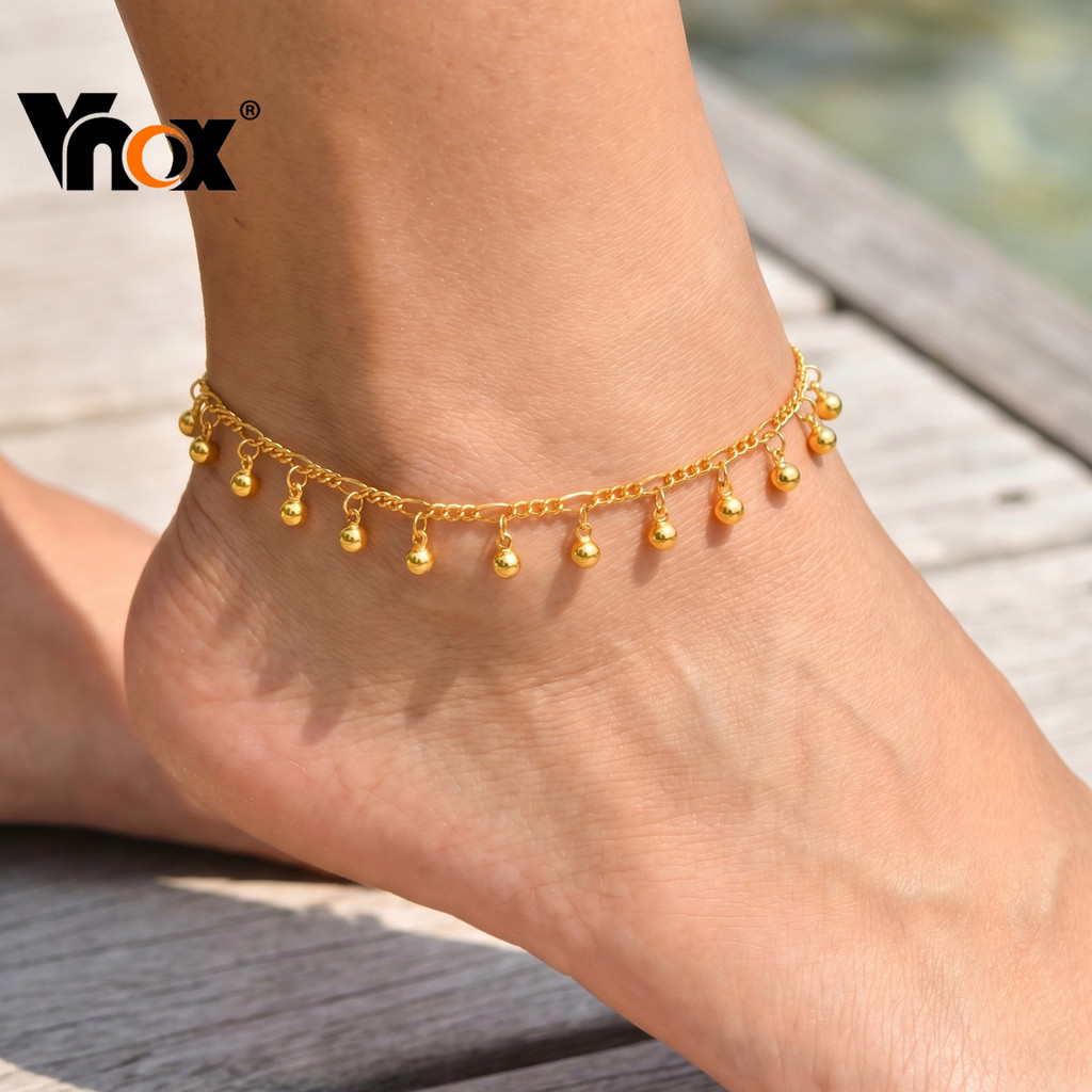 Tornozeleira Vnox Evil Eye Ball Chain Para Mulheres , Pulseira De Tornozelo Com Pingente De Flor E Borboleta , Joias De