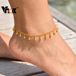 Tornozeleira Vnox Evil Eye Ball Chain Para Mulheres , Pulseira De Tornozelo Com Pingente De Flor E Borboleta , Joias De