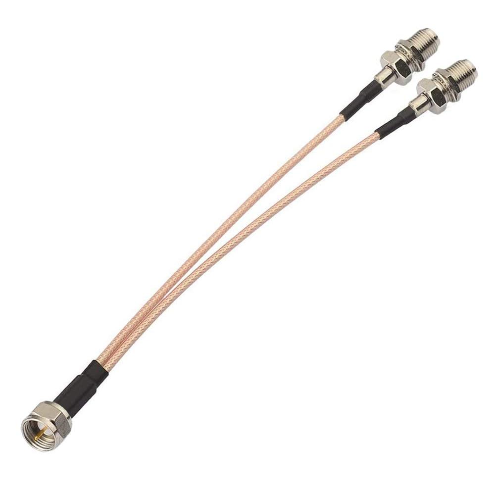 Divisor de Cabo Coaxial Tipo F - F Macho para F Duplo Fêmea, 75Ohm para TV, Receptor de Satélite (15CM/6 polegadas)