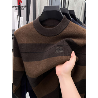 Pierre Cardan forro de lã de inverno espessamento forro de lã suéter de malha masculino listrado marca de lã de uma peça