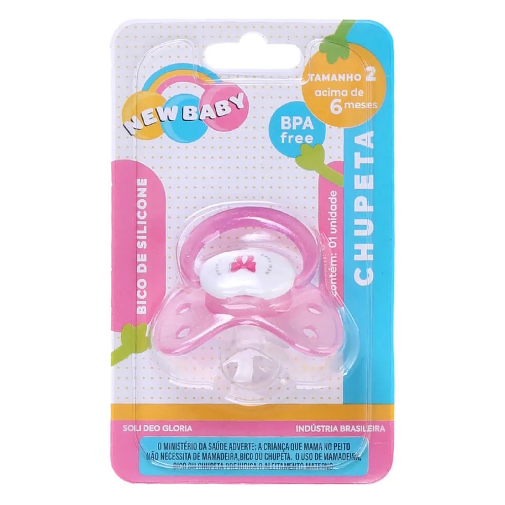 Chupeta New Baby Borboleta Pop Silicone Assimétrico Fase 2