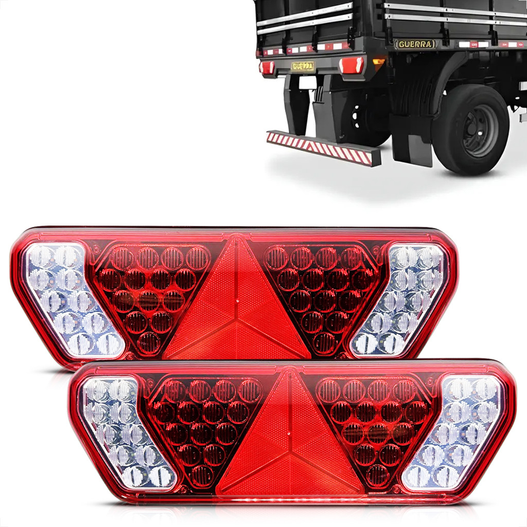 Par Lanterna Traseira Sinaleira Guerra Led Caminhão Baú Carreta 12v 24v