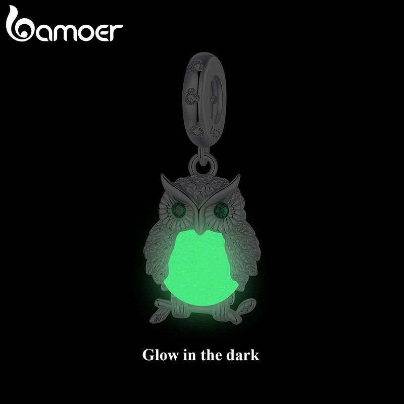 Bamoer Encantos Contas Coruja Luminosa Acessórios Pulseira DIY Para Presente Feminino