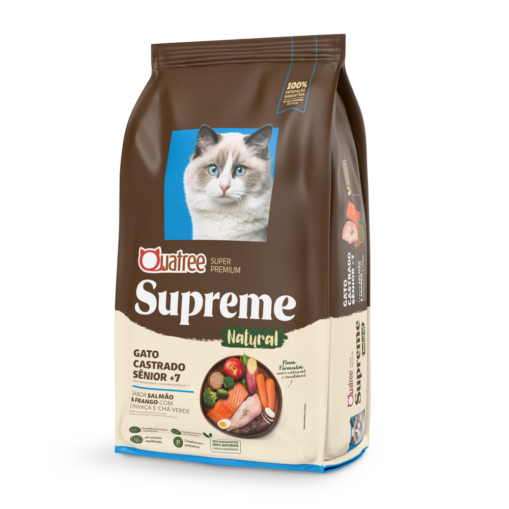 Raçao Quatree Supreme Gatos Castrados Senior 7+ 10.1Kg