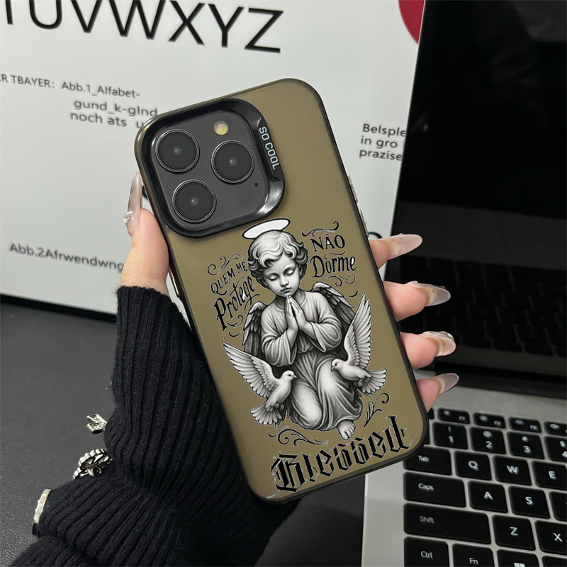 Capinha Capa Anjos em oração ​Para iPhone 11 13 xs max 12 14 15 16 pro max 16 8 Plus capinha anti impacto