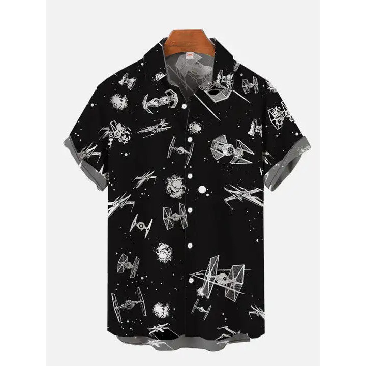Nova Camisa De Manga Curta Masculina Tecnologia Futura Impressa Moda Lapela Topo Tamanho Grande Casual P9JT