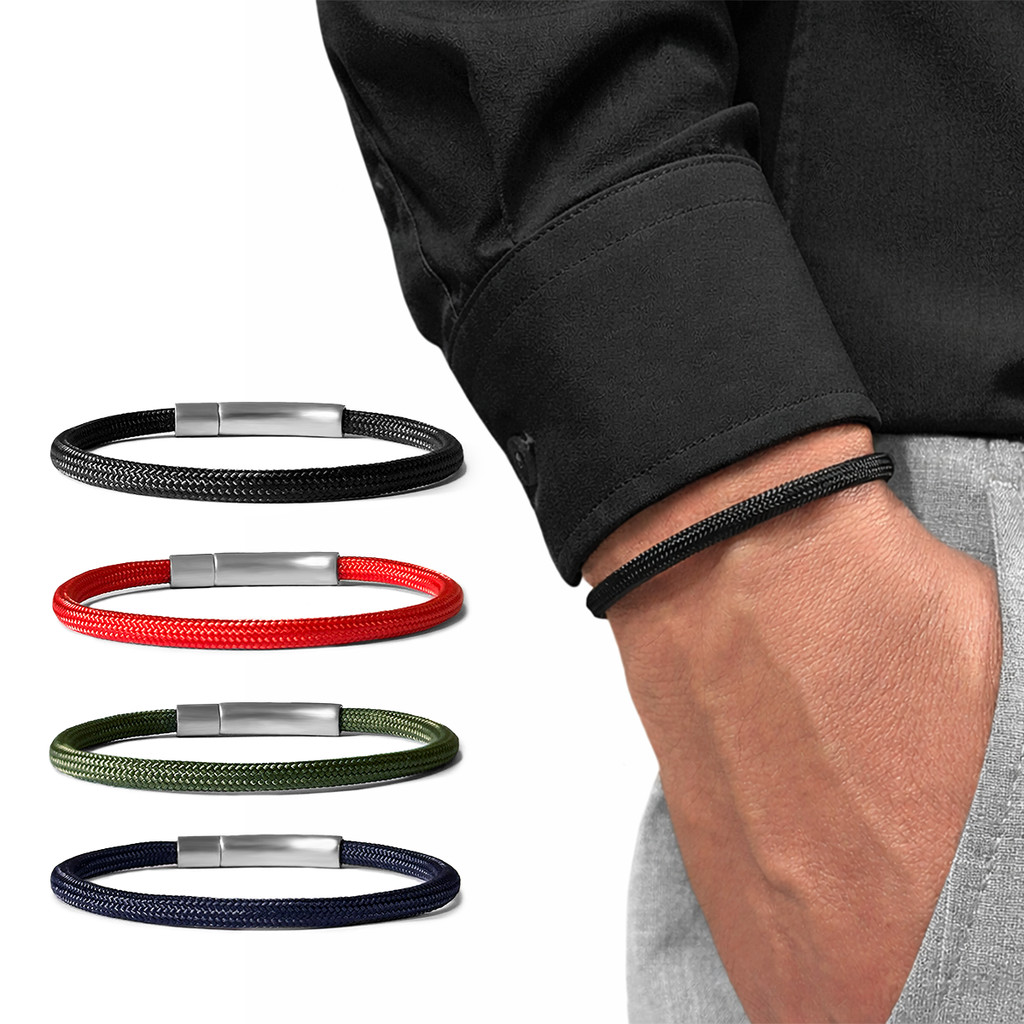 Pulseira Masculina Paracord 550 4mm Aço Inox 316l - Mônaco - Leão de Neméia