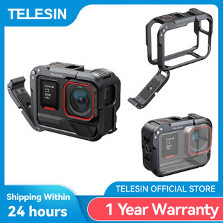 TELESIN Liga De Alumínio Quadro Protetor Caso Coelho Gaiola Conjunto Para Insta360 Acepro Acepro2 Duplo Adaptador Sapata