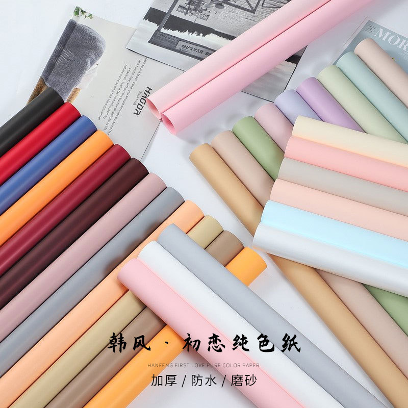 Estilo coreano primeiro amor papel de cor sólida à prova dwaterproof água buquê de flores papel de embrulho filme fosco