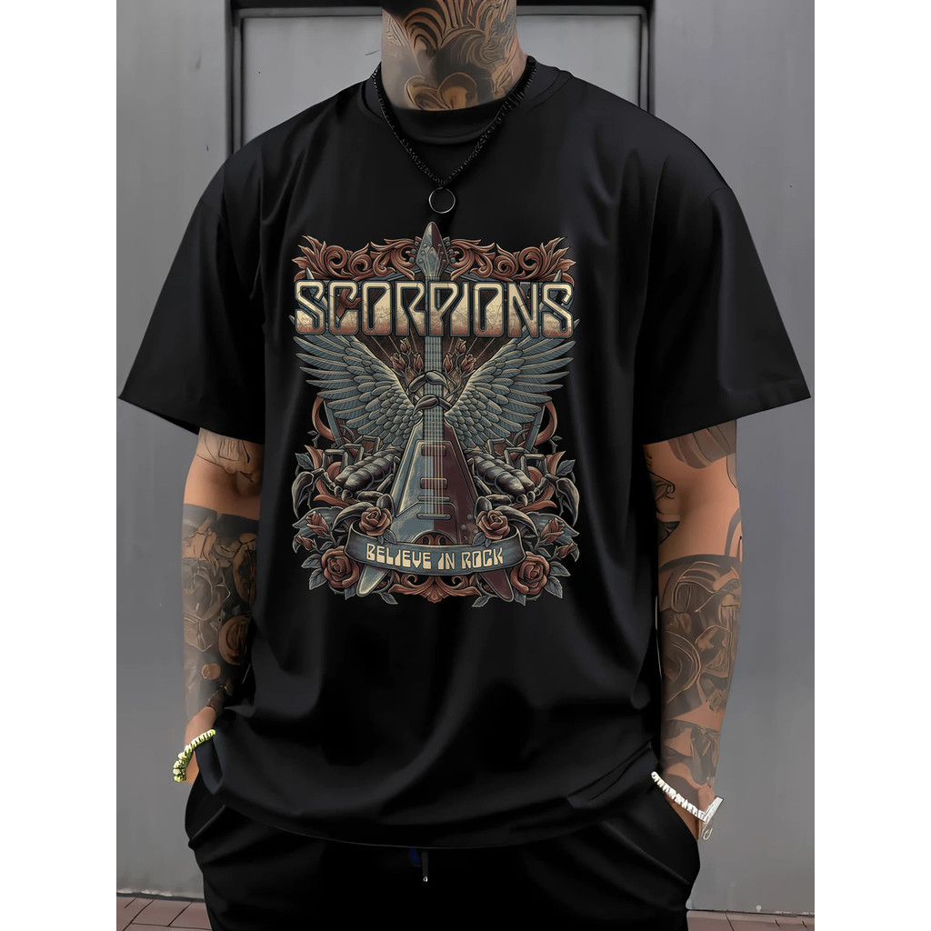 [Camiseta Premium em Algodão Puro]GXG Scorpions 1975 "Born to Fly" Águia Mecânico Vintage Estampada Estilosa Confortável