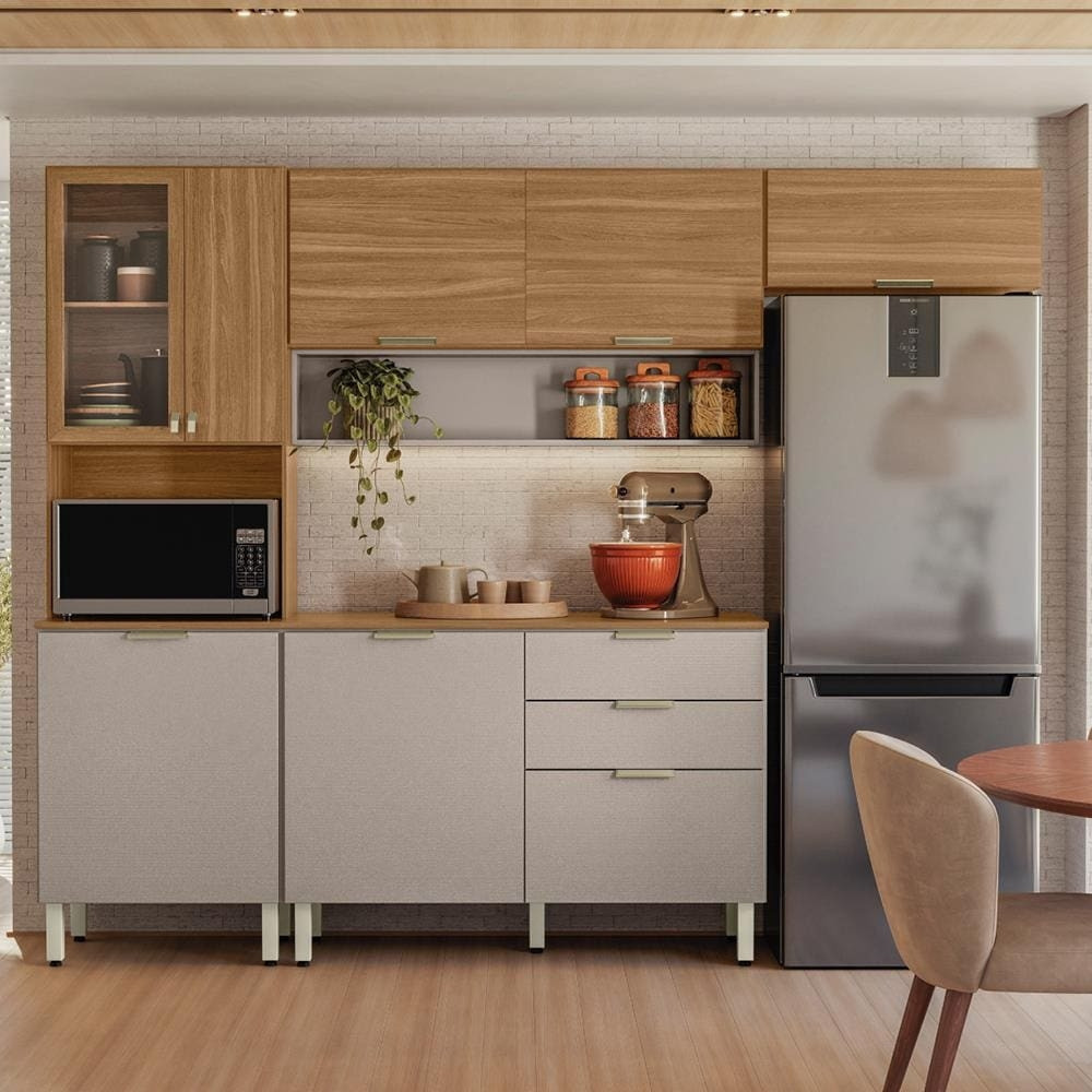 Cozinha Compacta Dembile Aspen com Balco, 8 Portas, 2 Gavetas