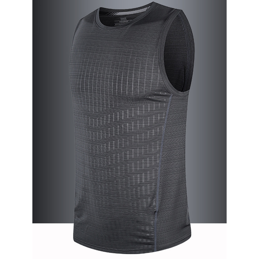 Colete de seda gelo masculino verão lazer esportes Fitness correndo estilo fino respirável alta elástica sem mangas cami