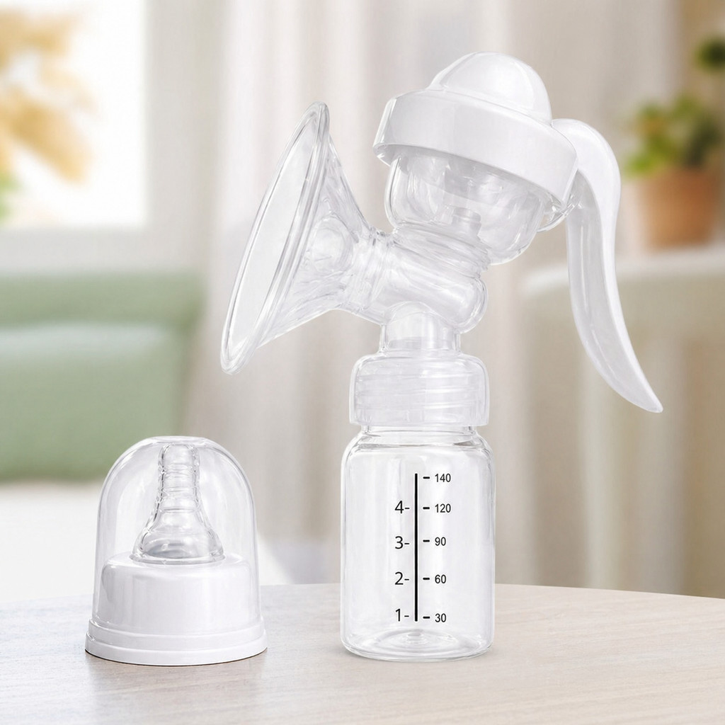 Extrator de Leite Manual Portátil com Mamadeira 140ml  Bomba Tira-Leite Confortável Silenciosa e Manual
