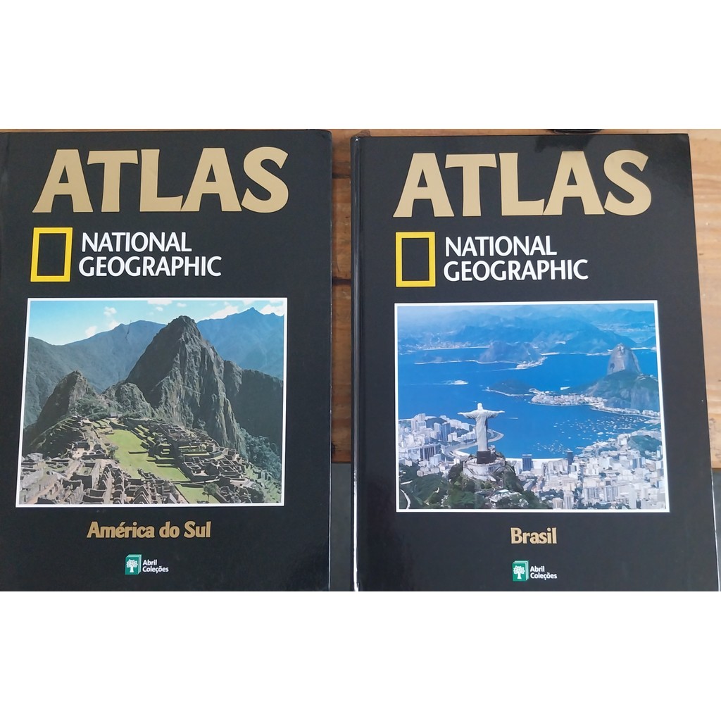 LIVRO, KIT(2), ATLAS NATIONAL GEOGRAPHIC, 1. AMÉRICA DO SUL , VOL.1, 2. BRASIL,  VOL. 2, ABRIL COLEÇÕES