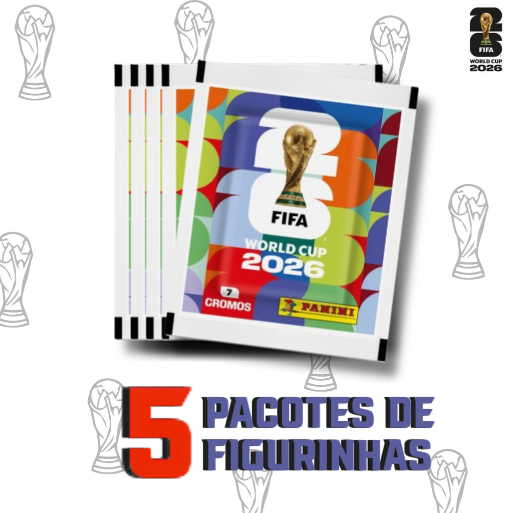 KIT COM 5 PACOTES DE FIGURINHAS COPA DO MUNDO OFICIAL 2026 TOTAL 35 UNIDADES Futebol Seleção
