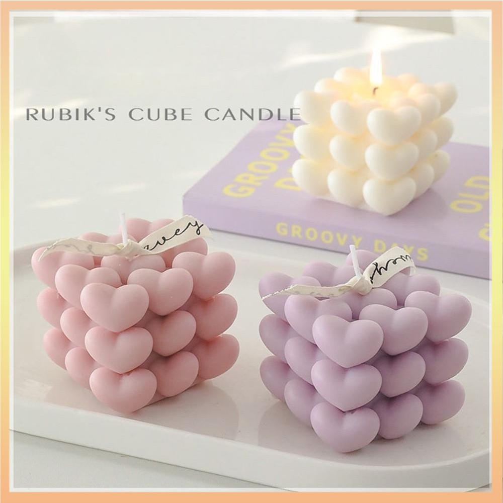 Cubo 3D De Silicone Do Amor Molde De Velas Em Forma De Coração Sabonete Artesanal Molud Valentine's Day Gift