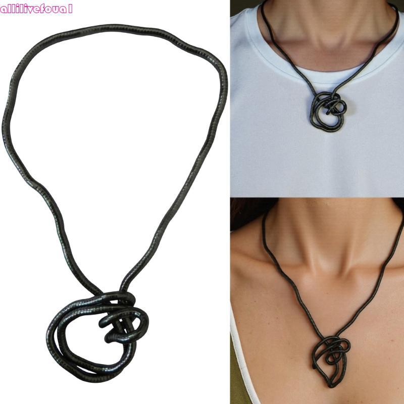 allilivefoua1 2025 Colar Osso Pulseira Punk Clavícula Corrente Torcível