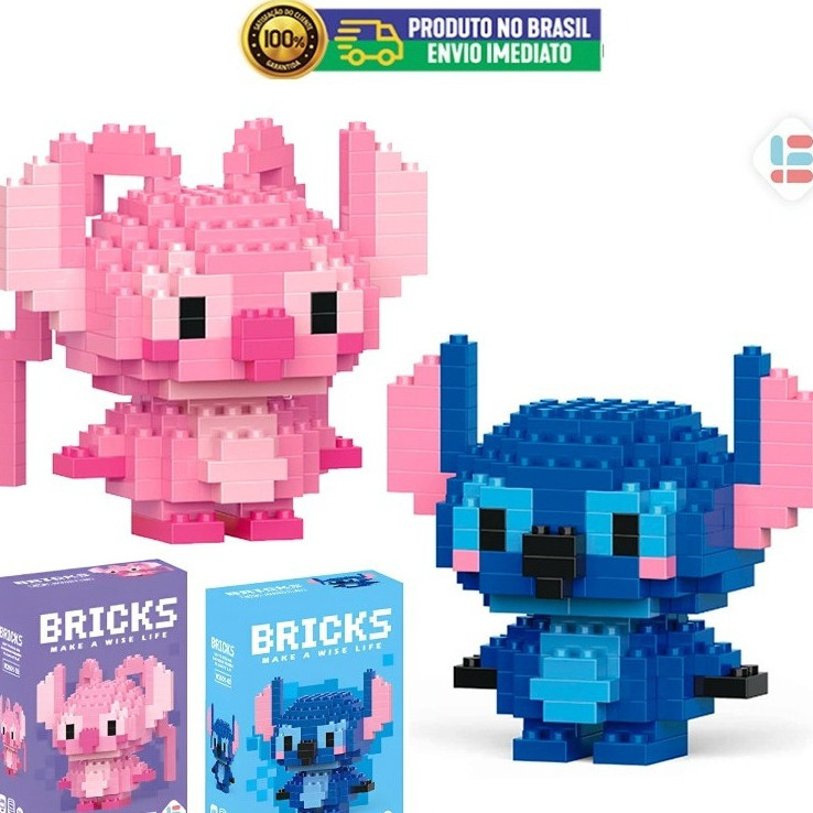 2 Kits Blocos de Montar Casal Stitch Angel Brick Blocks Blocos Brinquedo infantil Namorados Crianças Conjunto
