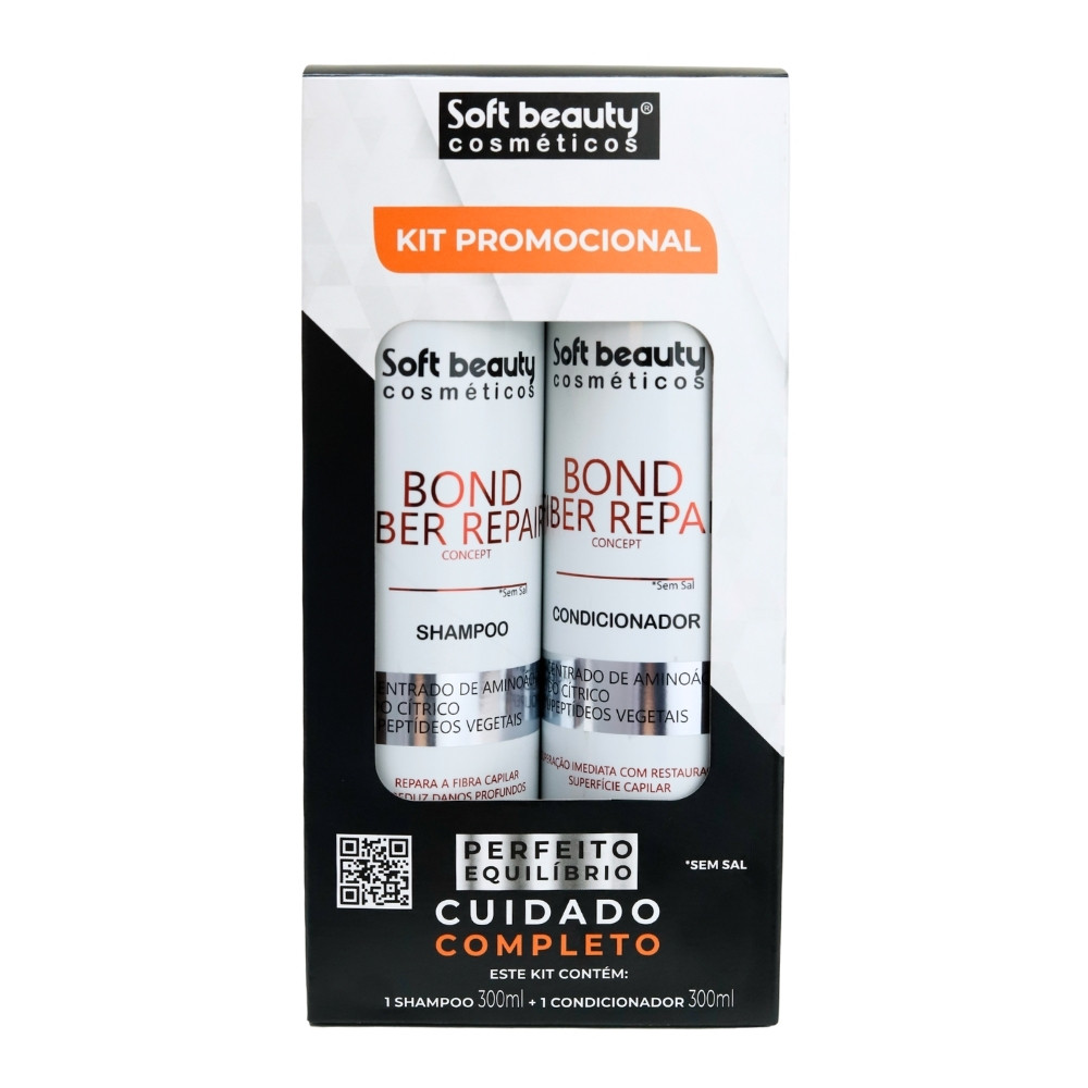 Kit Fiber Bond Repair - Shampoo + Condicionador  300ml Soft Beauty