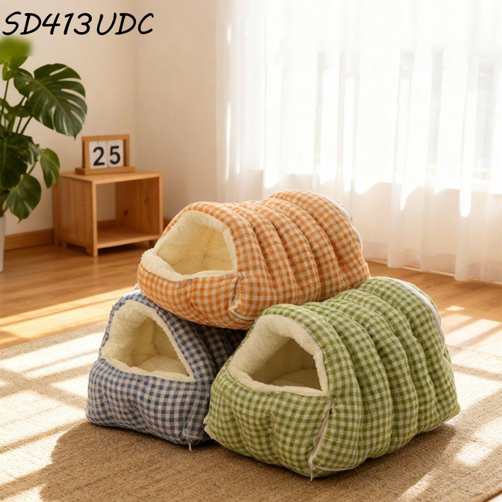 Cama Semi-Selada Para Animais De Estimação SD413UDC , De Gato De Inverno Quente De Pelúcia , Casa Espessada Com Padrão X