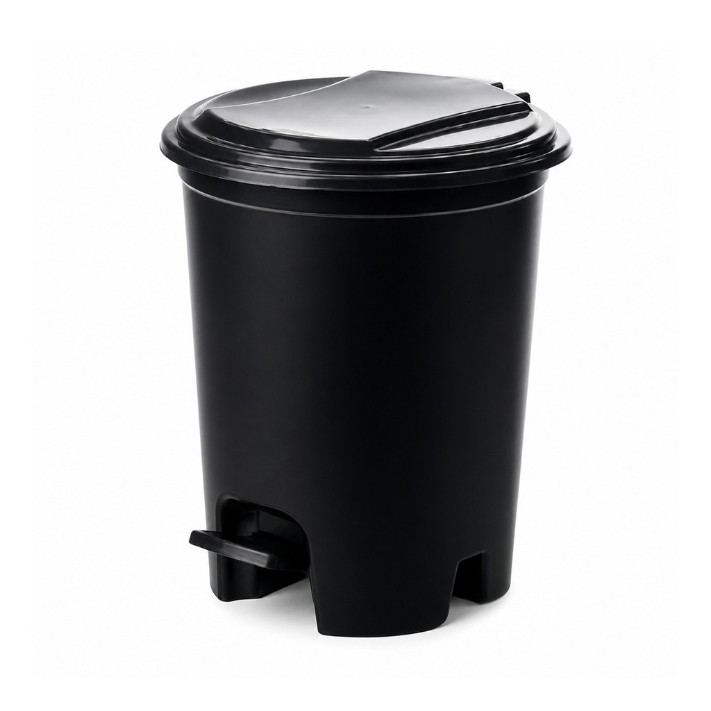 Cesto Lixo 7L Com Pedal Preto Compacto Tampa Banheiro Lavabo Cozinha Multiuso
