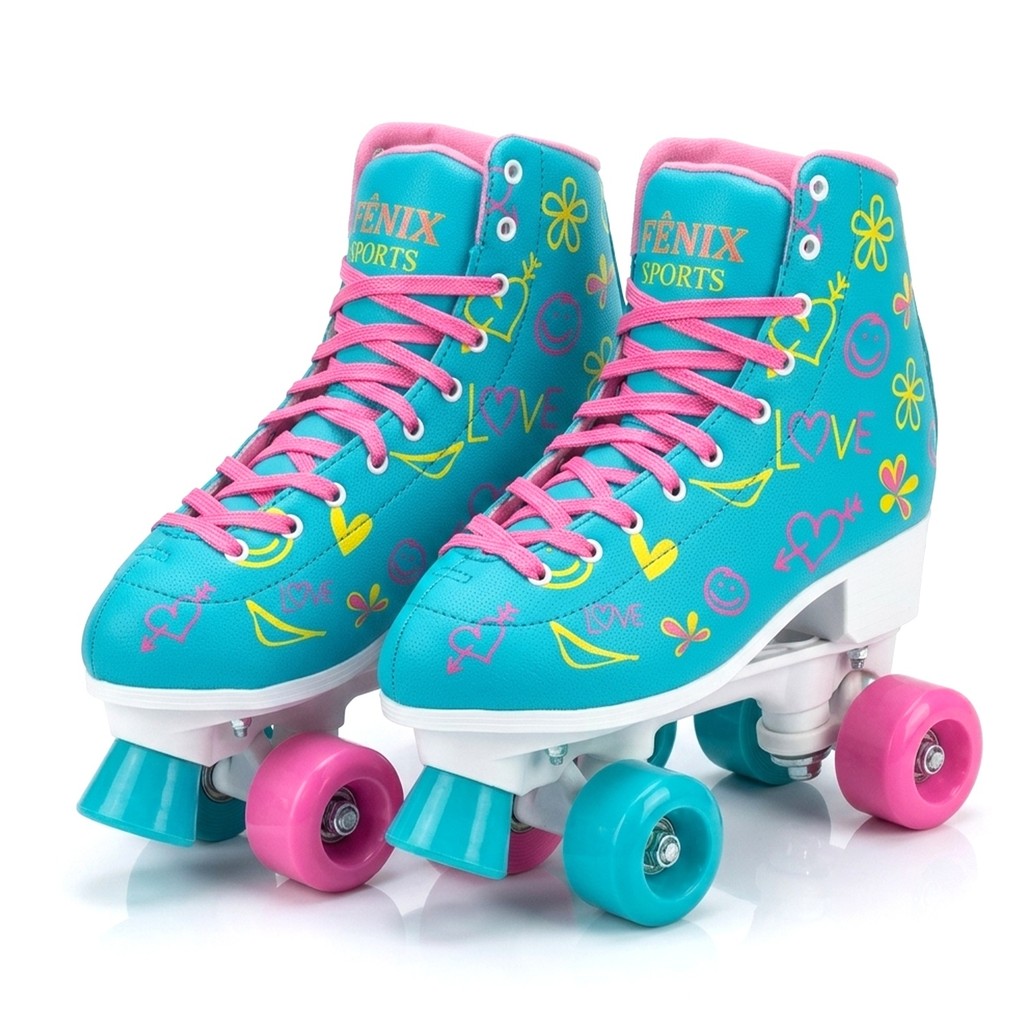 Patins 4 Rodas Profissional Ajustável 39-42 Fênix Patins Adulto Feminino Roller